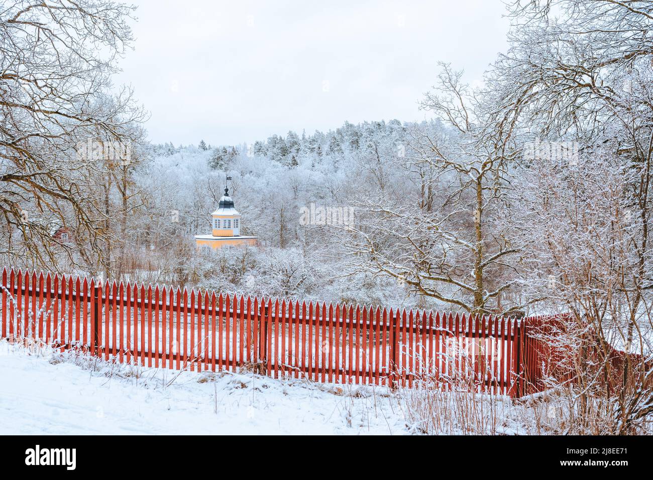 Stockholm, Nacka in winter, snowy Stock Photo