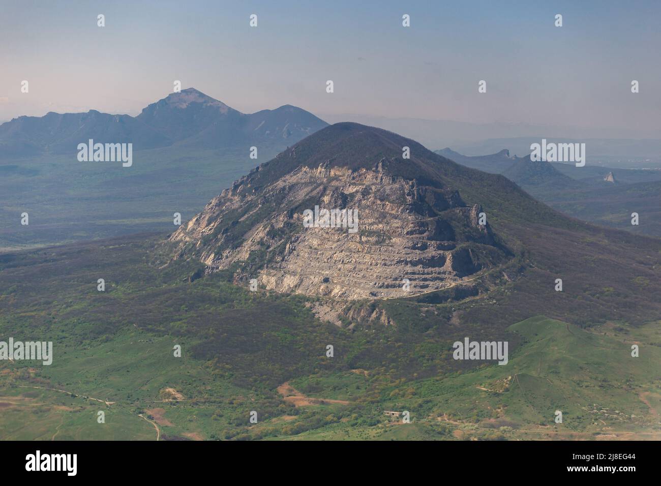 Aerial iew of Zmeyka mountain. Stavropol Krai, North Caucasus, Russia. Stock Photo