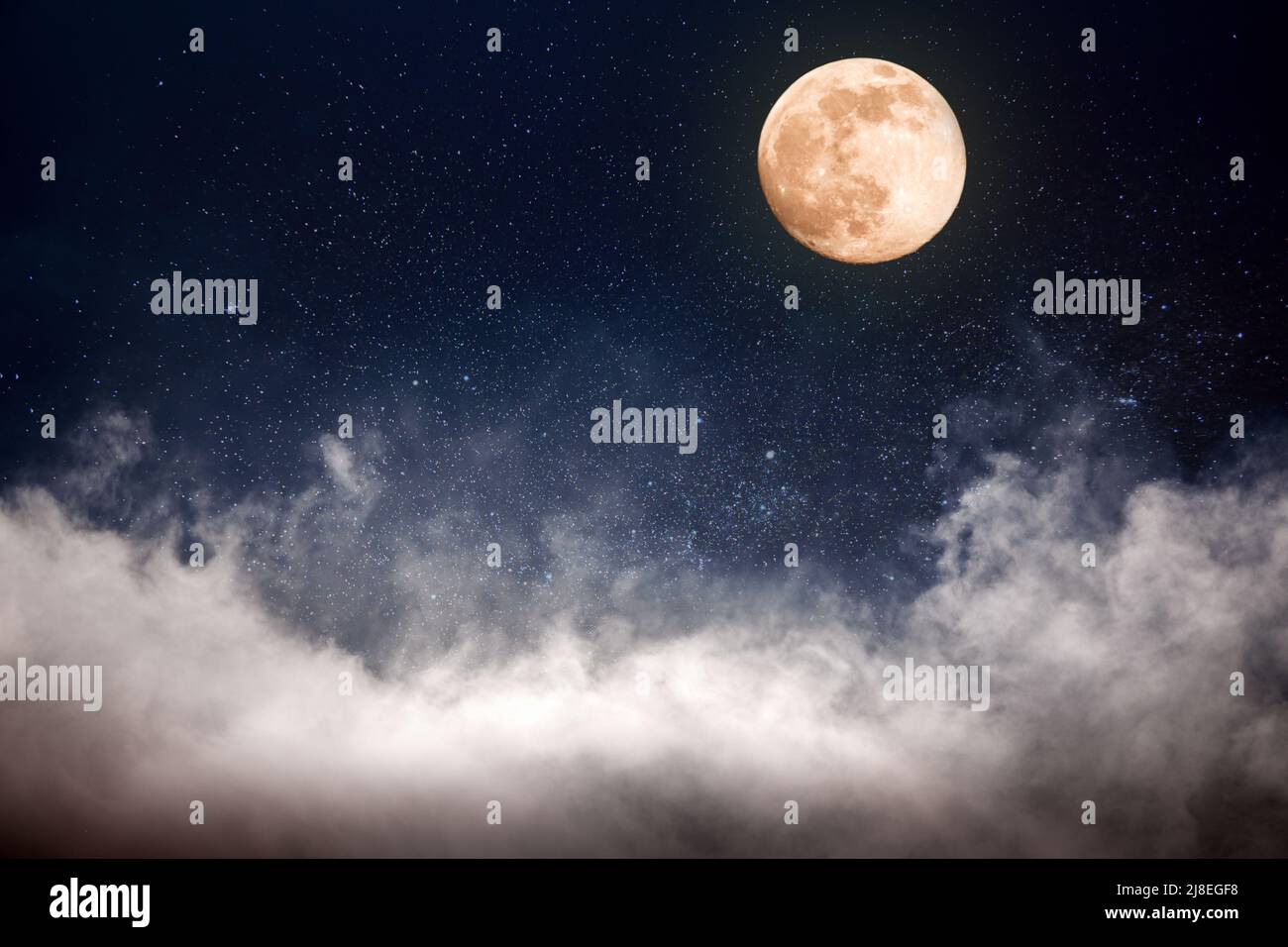 full moon on night sky Stock Photo