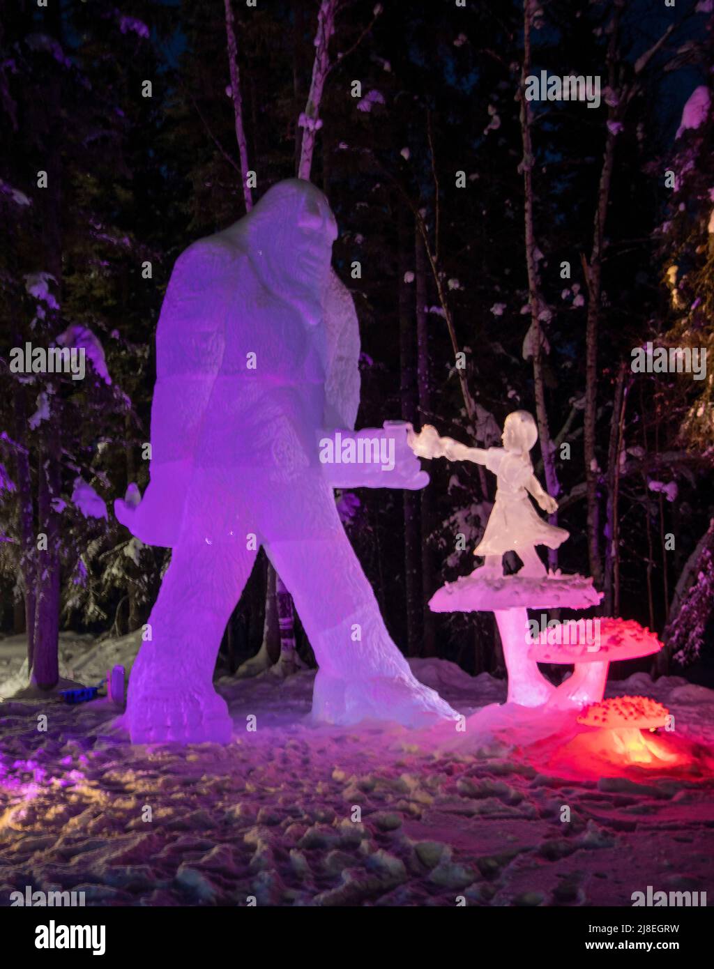 One of many ice carvngs seen at World Ice Art Championships outside