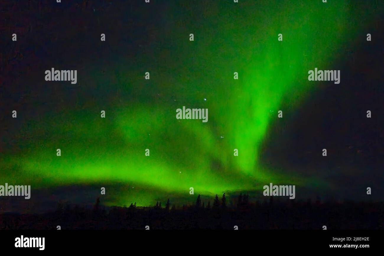 Northern Lights at Aurora Pointe outside Fairbanks. Stock Photo