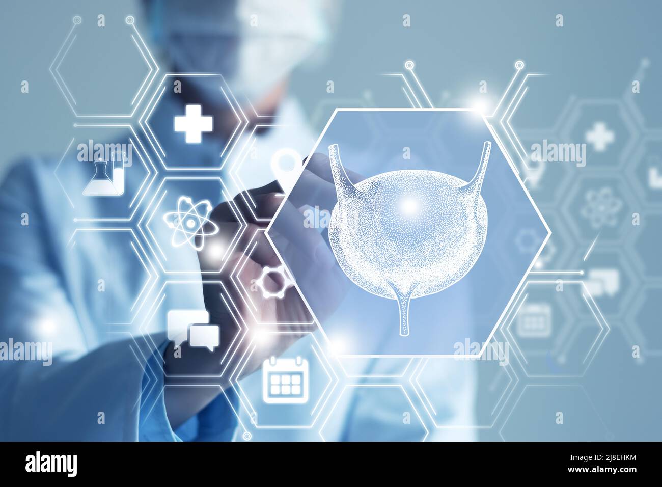 Telemedicine and human Bladder recovery concept. Neutral color palette ...
