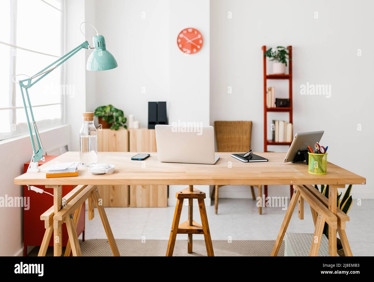 Empty modern workplace at home. Stock Photo