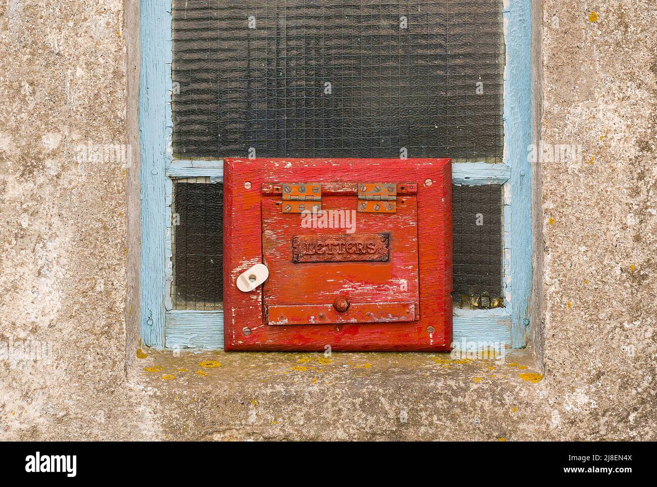 The post box at the old post office, Fair Isle Stock Photo