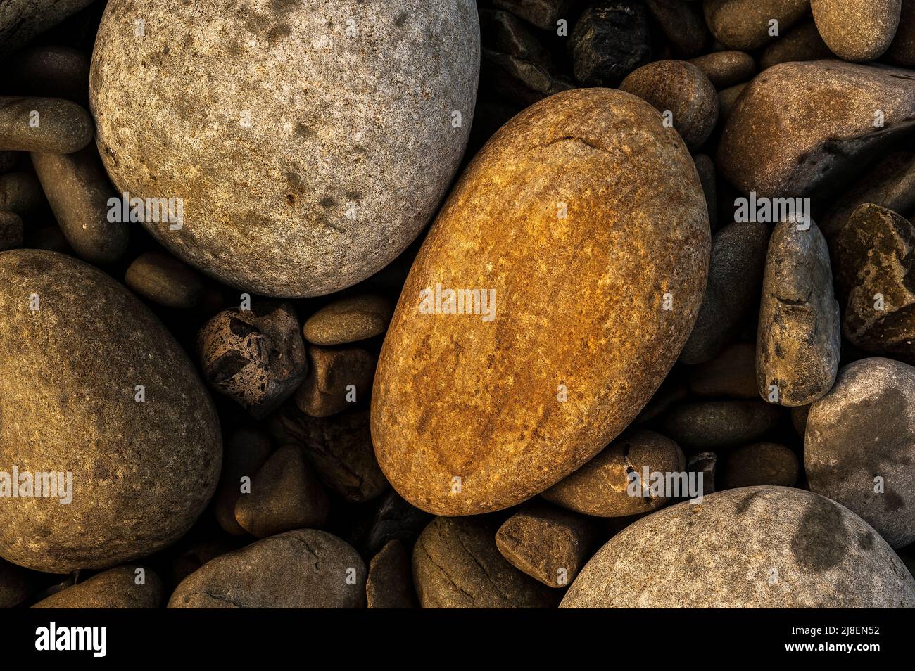 Stones on the beach at North Haven, Fair Isle Stock Photo