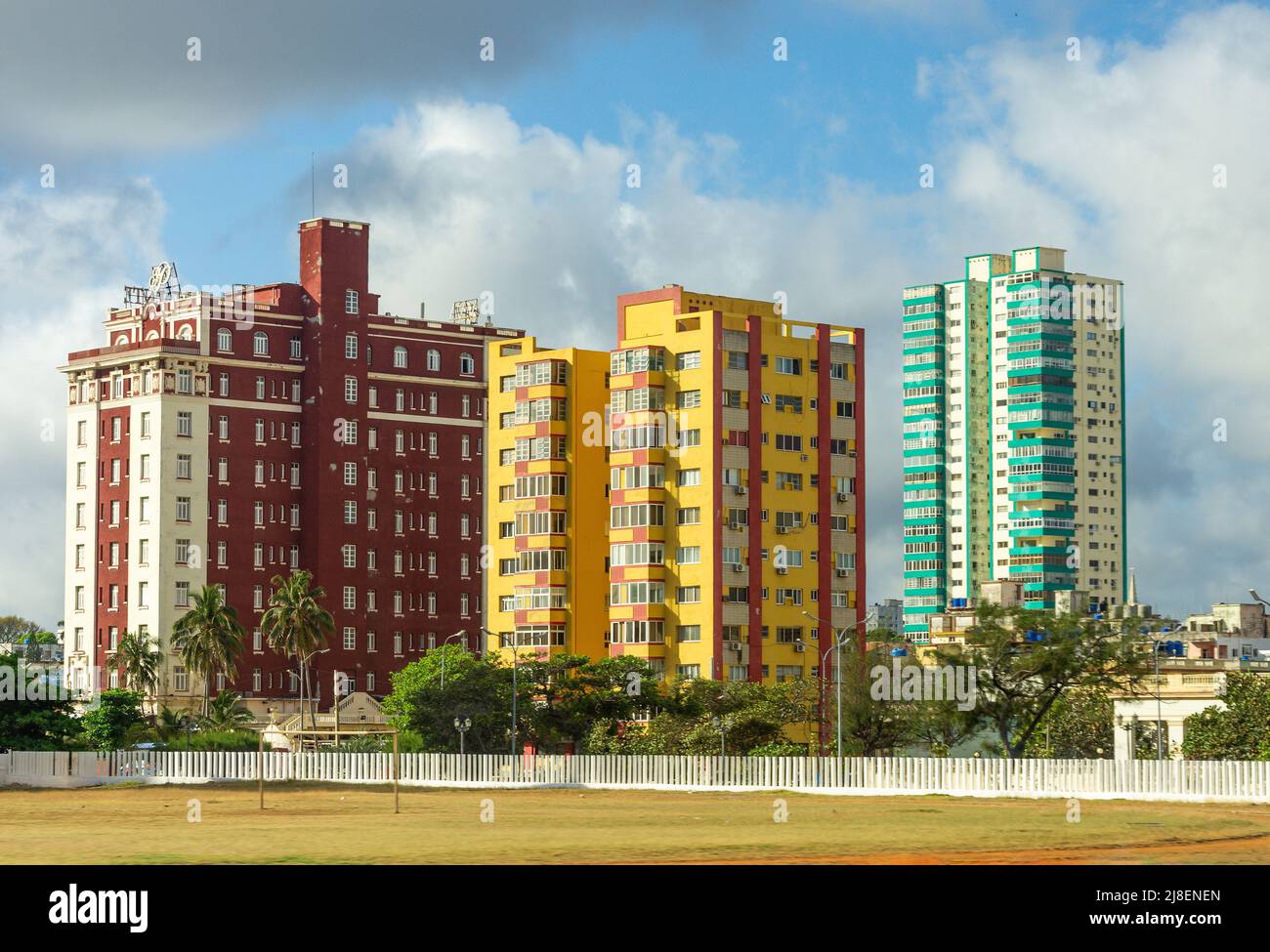 Apartment buildings, Miramar, Havana, La Habana, Republic of Cuba Stock Photo