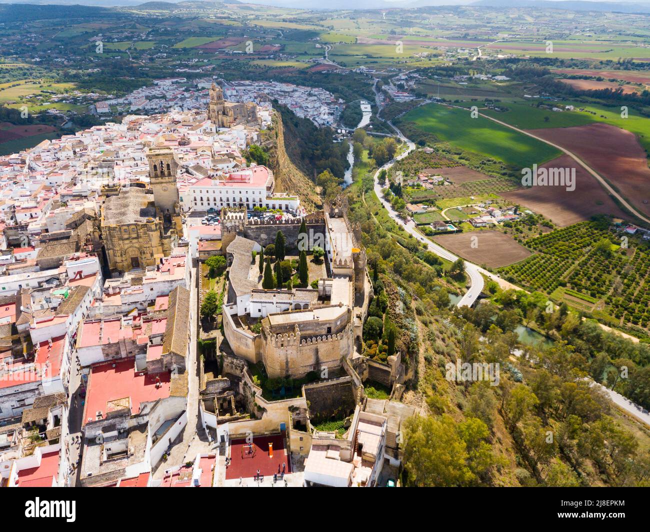 Aerial view of Castle in Arcos de la Frontera Stock Photo Alamy