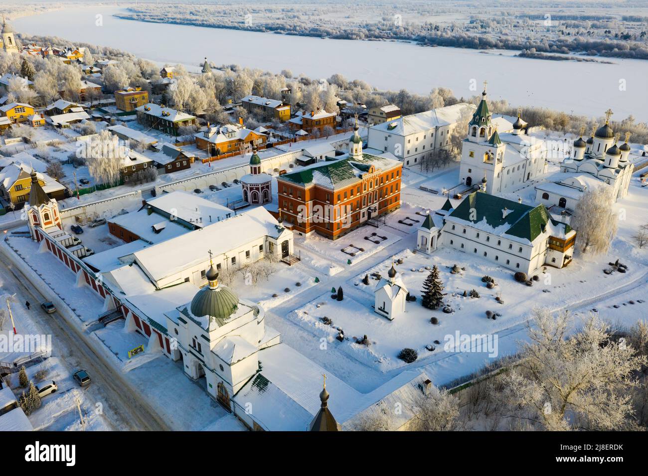 View of Spaso-Preobrazhensky monastery winter in Murom. Stock Photo