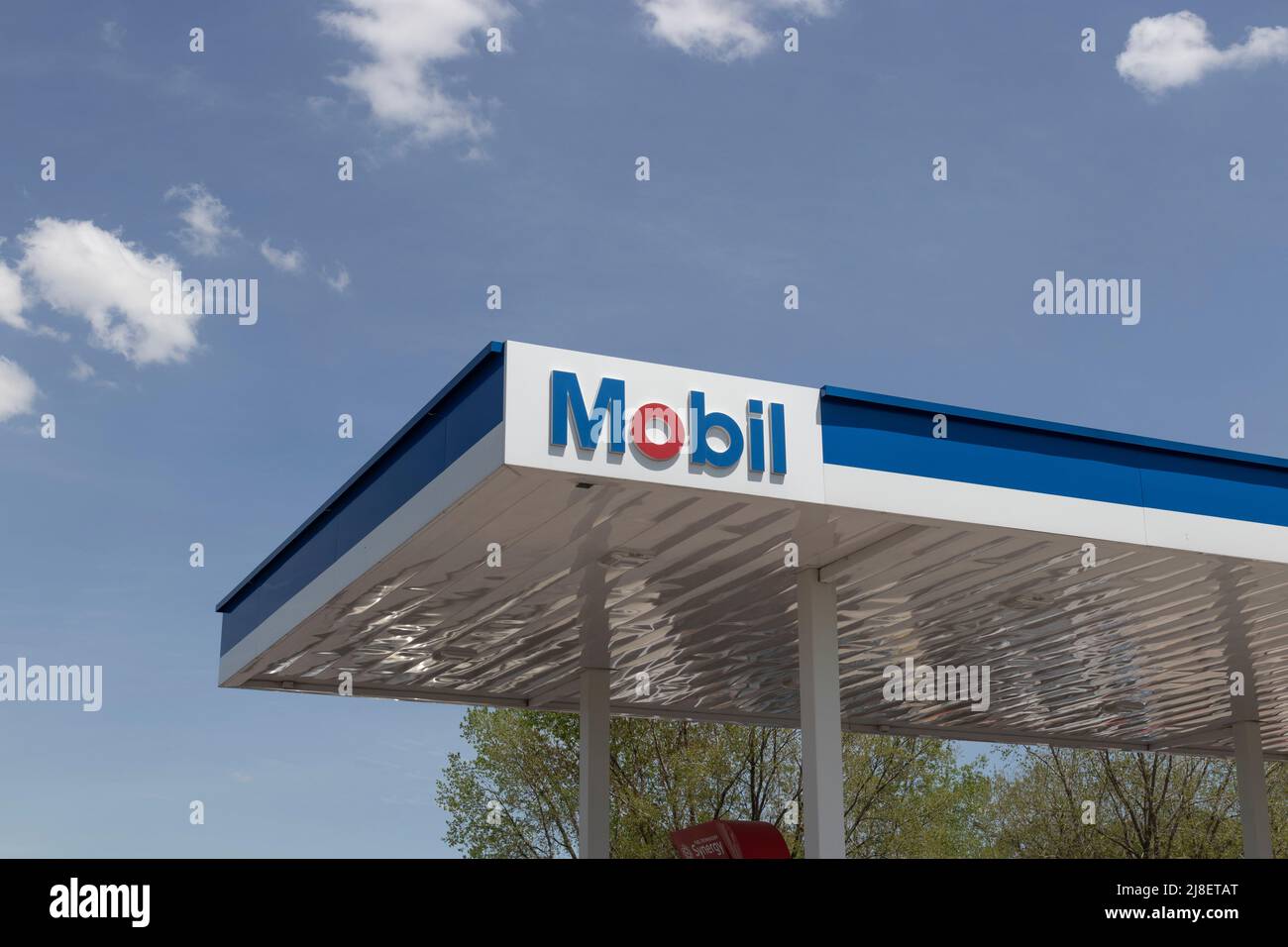Elkhart Circa May 2022 Mobil gas and service station. ExxonMobil is
