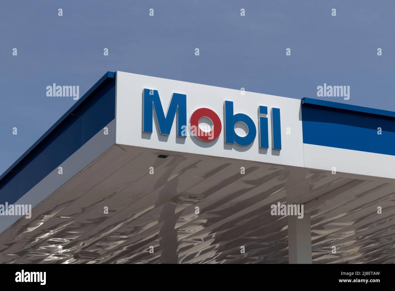 Elkhart Circa May 2022 Mobil gas and service station. ExxonMobil is