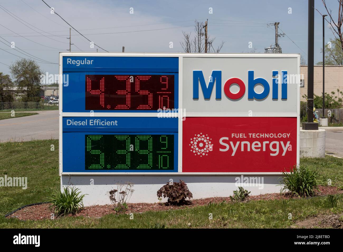 Elkhart Circa May 2022 Mobil gas and service station. ExxonMobil is
