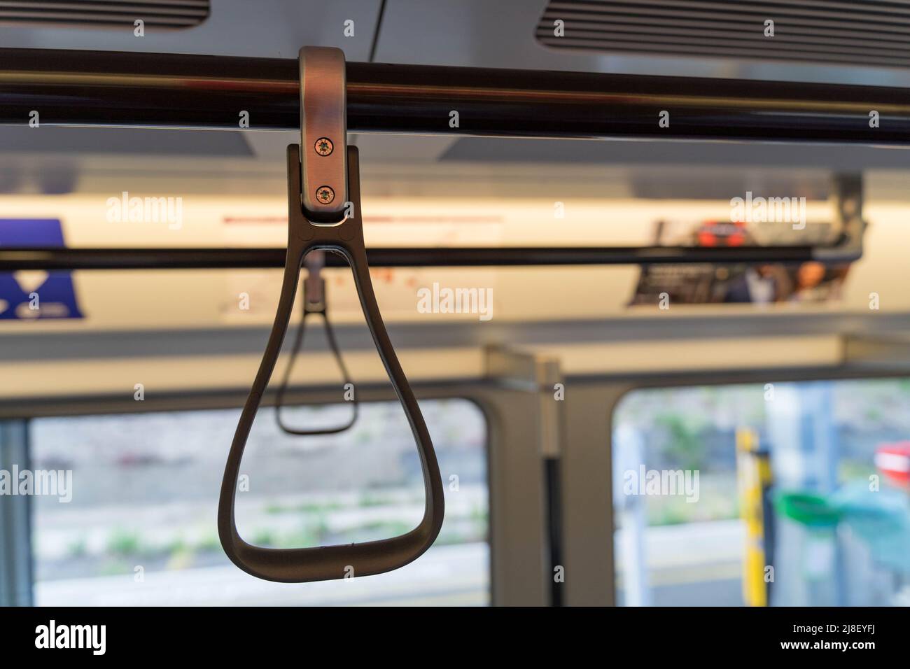 black straps , handgrip on Elizabeth Line train Crossrail London
