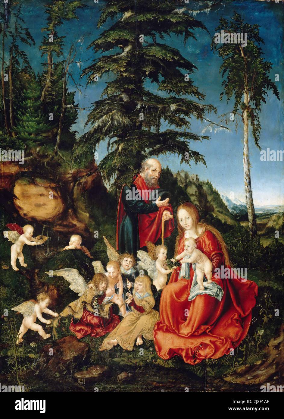 Rest on the Flight into Egypt by Lucas Cranach the Elder (1504) Stock Photo