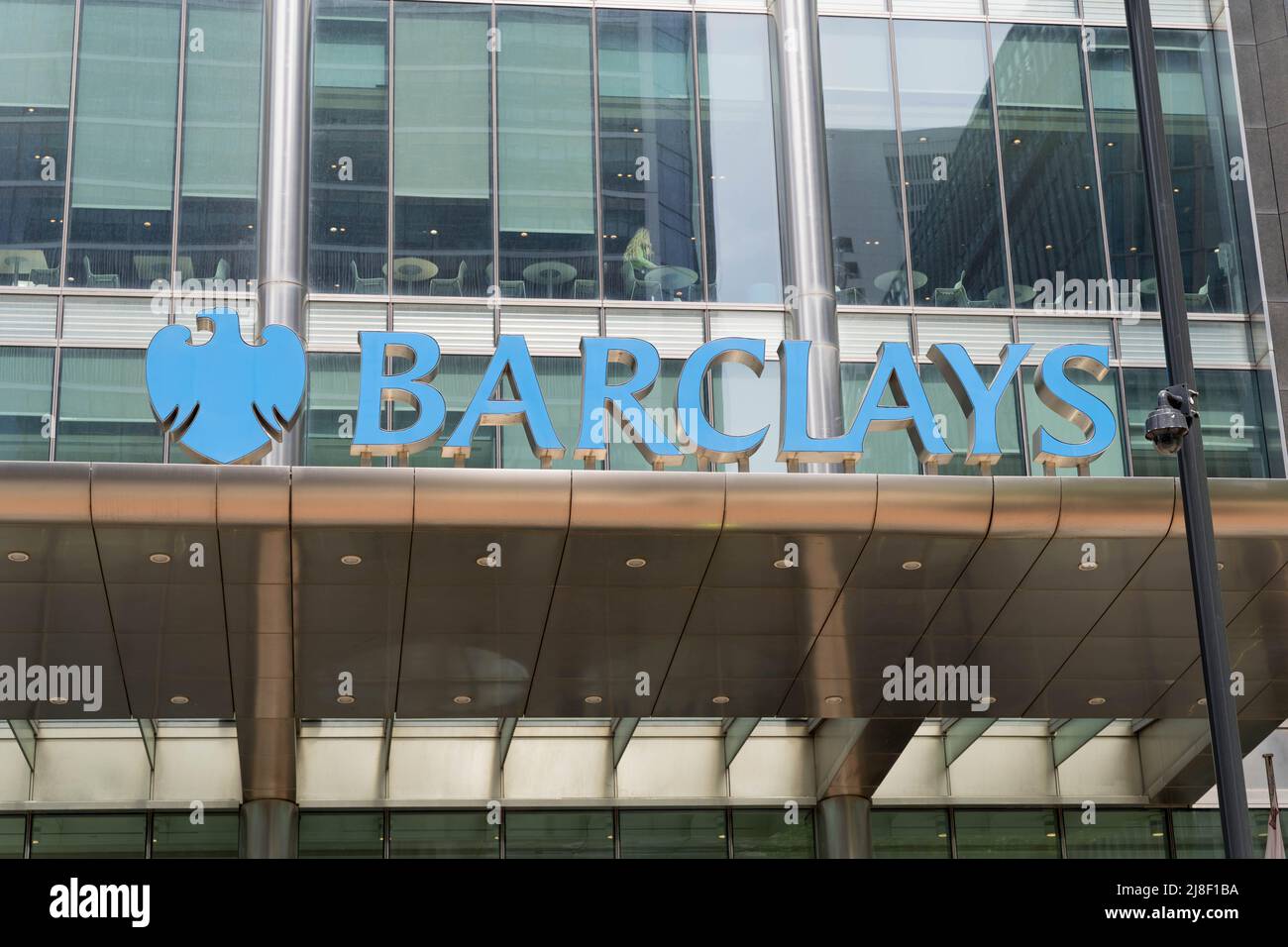 BARCLAYS logo  and brand name on Barclays building London England UK Stock Photo