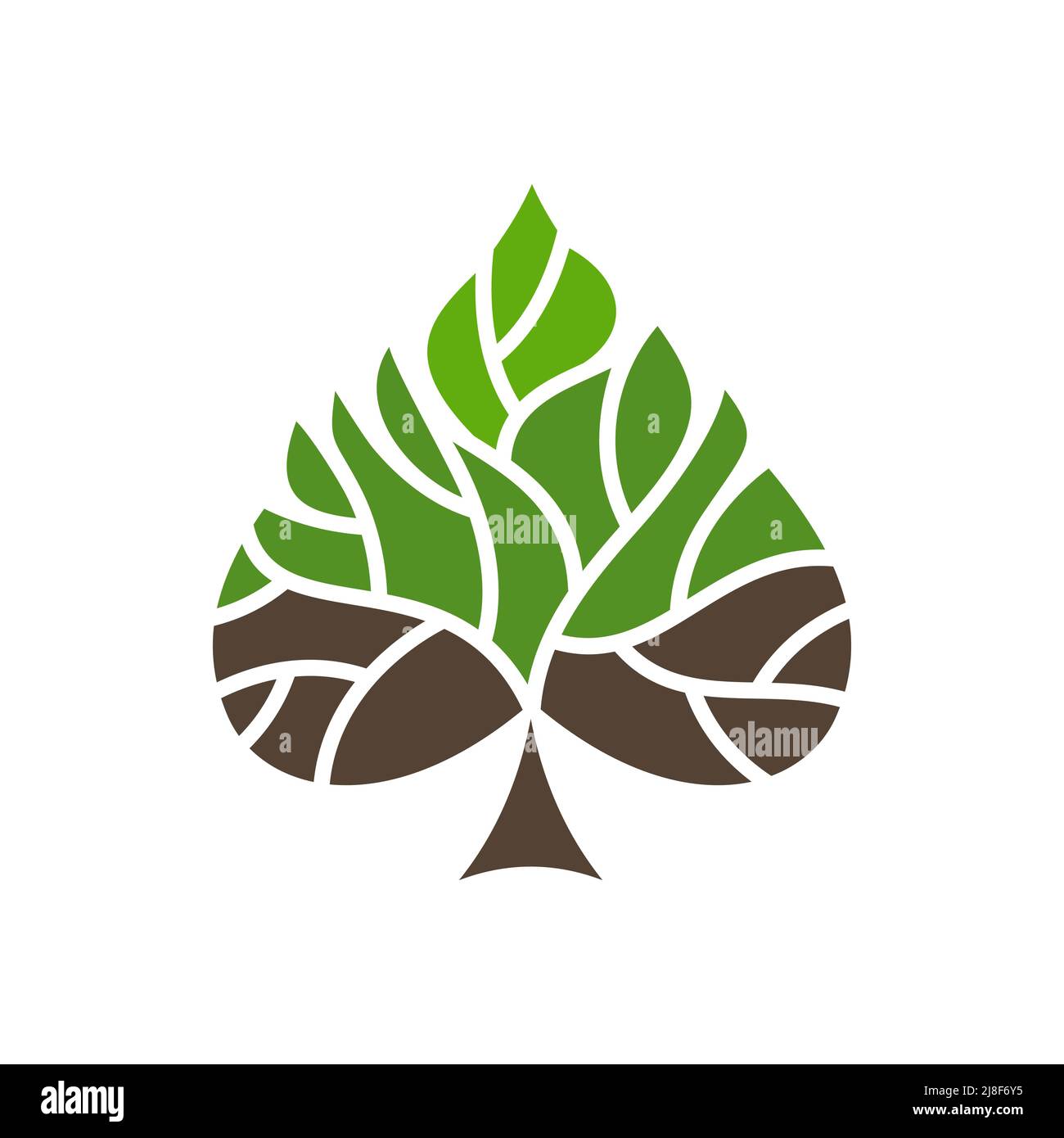 Tree icon with leaf shape, green eco and nature life concept vector ...