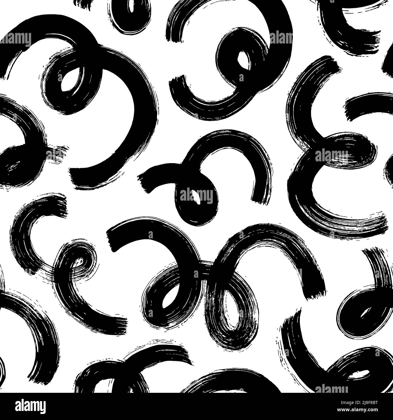 Bold grunge curly lines vector seamless pattern Stock Vector Image