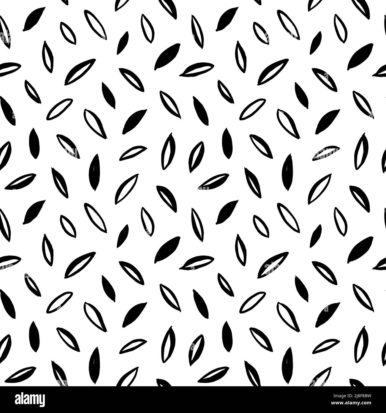 Black and white vector leaves seamless pattern Stock Vector Image & Art