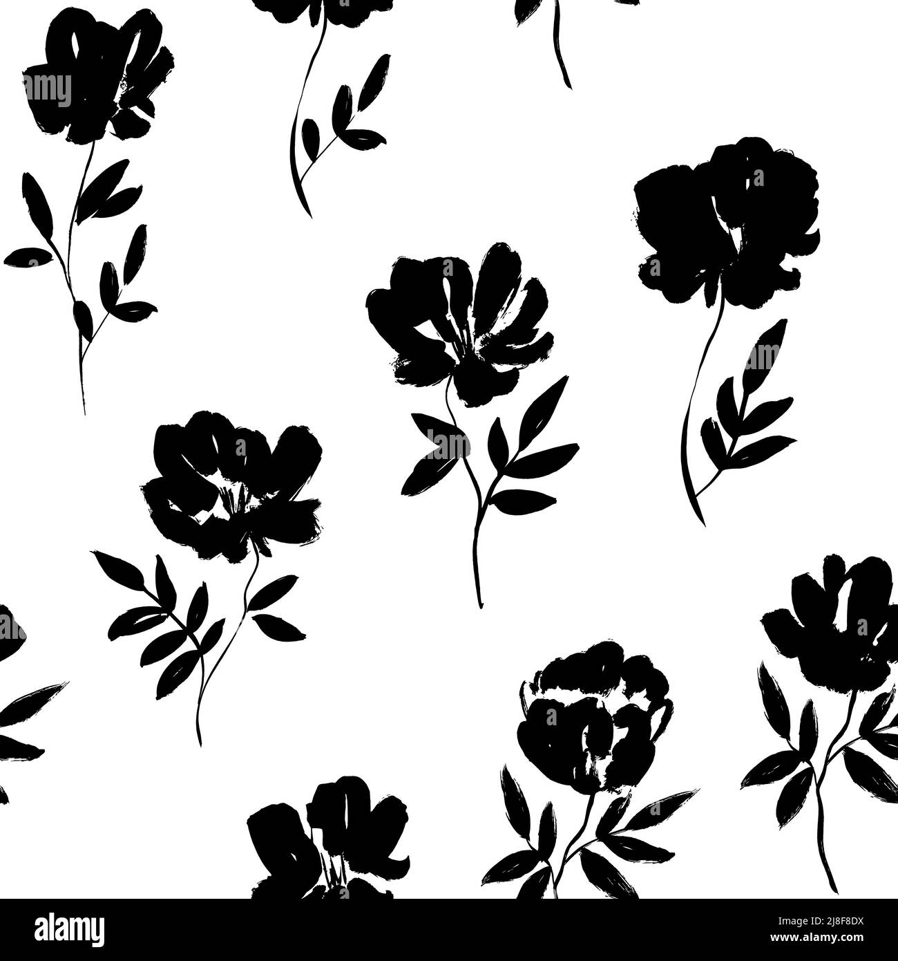 Ink drawing wild plants, herbs and flowers. Stock Vector