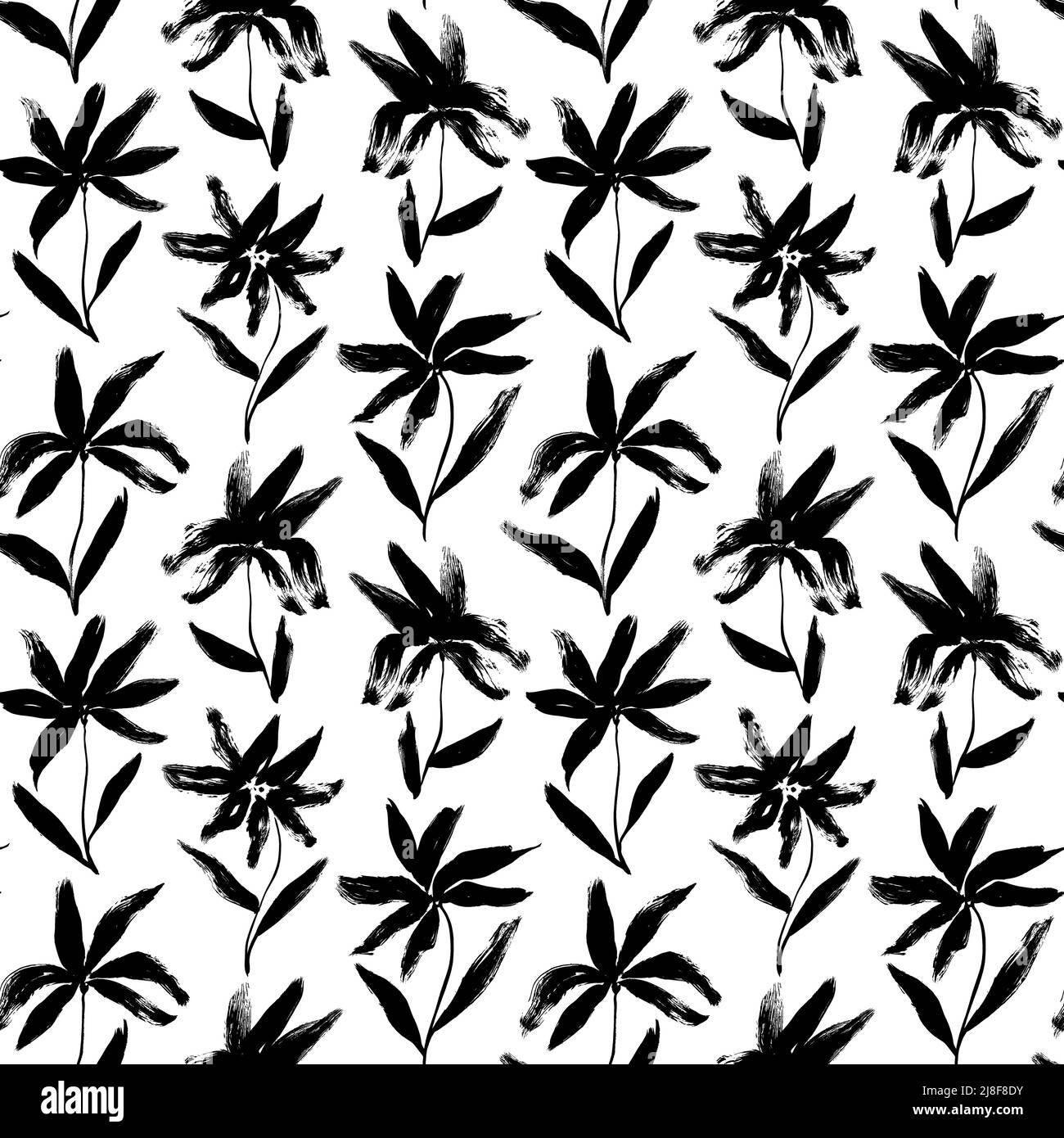 Hand drawn narcissus and lily seamless pattern. Stock Vector