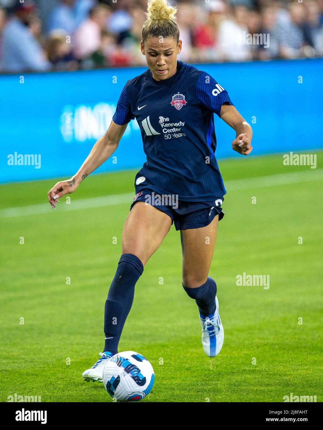 Trinity Rodman (#2 Washington Spirit) header during the national womens  soccer league game between Washington Spirit and Angel City FC at Audi  Field in Washington D.C Georgia Soares/SPP Credit: SPP Sport Press