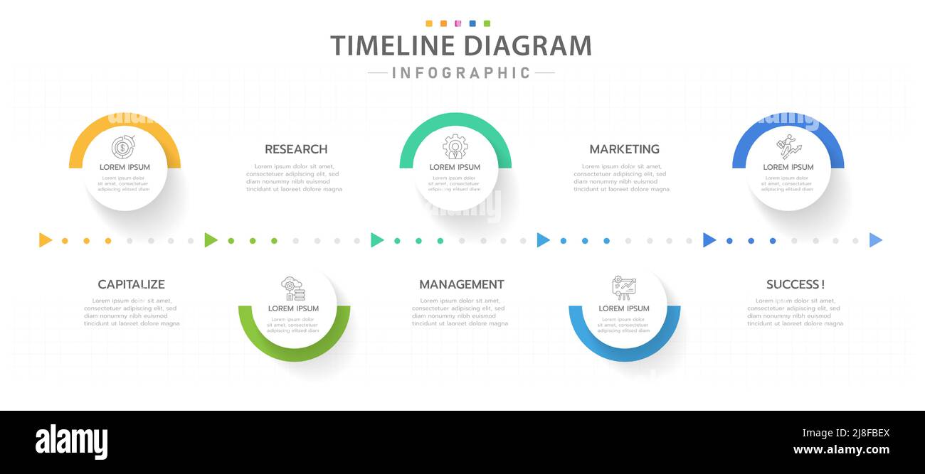 Infographic template for business. 5 Steps Modern Timeline diagram with ...