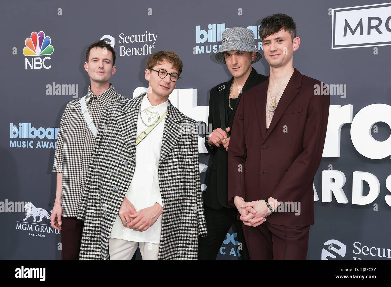Las Vegas, USA. 15th May, 2022. Glass Animals (Joe Seaward, Ed Irwin-Singer, Dave Bayley, and Drew MacFarlane of Glass Animals ) walking on the red carpet at the 2022 Billboard Music Awards Las Vegas, USA. 15th May, 2022. Glass Animals (Joe Seaward, Ed Irwin-Singer, Dave Bayley, and Drew MacFarlane of Glass Animals ) walking on the red carpet at the 2022 Billboard Music Awards
