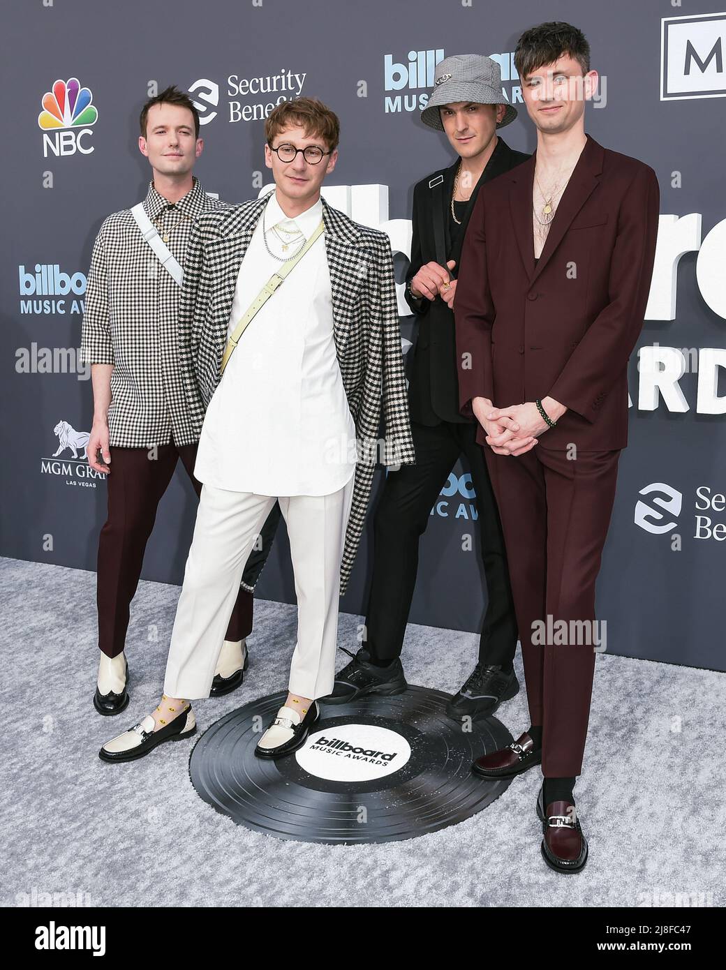 Las Vegas, USA. 15th May, 2022. Glass Animals (Joe Seaward, Ed Irwin-Singer, Dave Bayley, and Drew MacFarlane of Glass Animals ) walking on the red carpet at the 2022 Billboard Music Awards Las Vegas, USA. 15th May, 2022. Glass Animals (Joe Seaward, Ed Irwin-Singer, Dave Bayley, and Drew MacFarlane of Glass Animals ) walking on the red carpet at the 2022 Billboard Music Awards