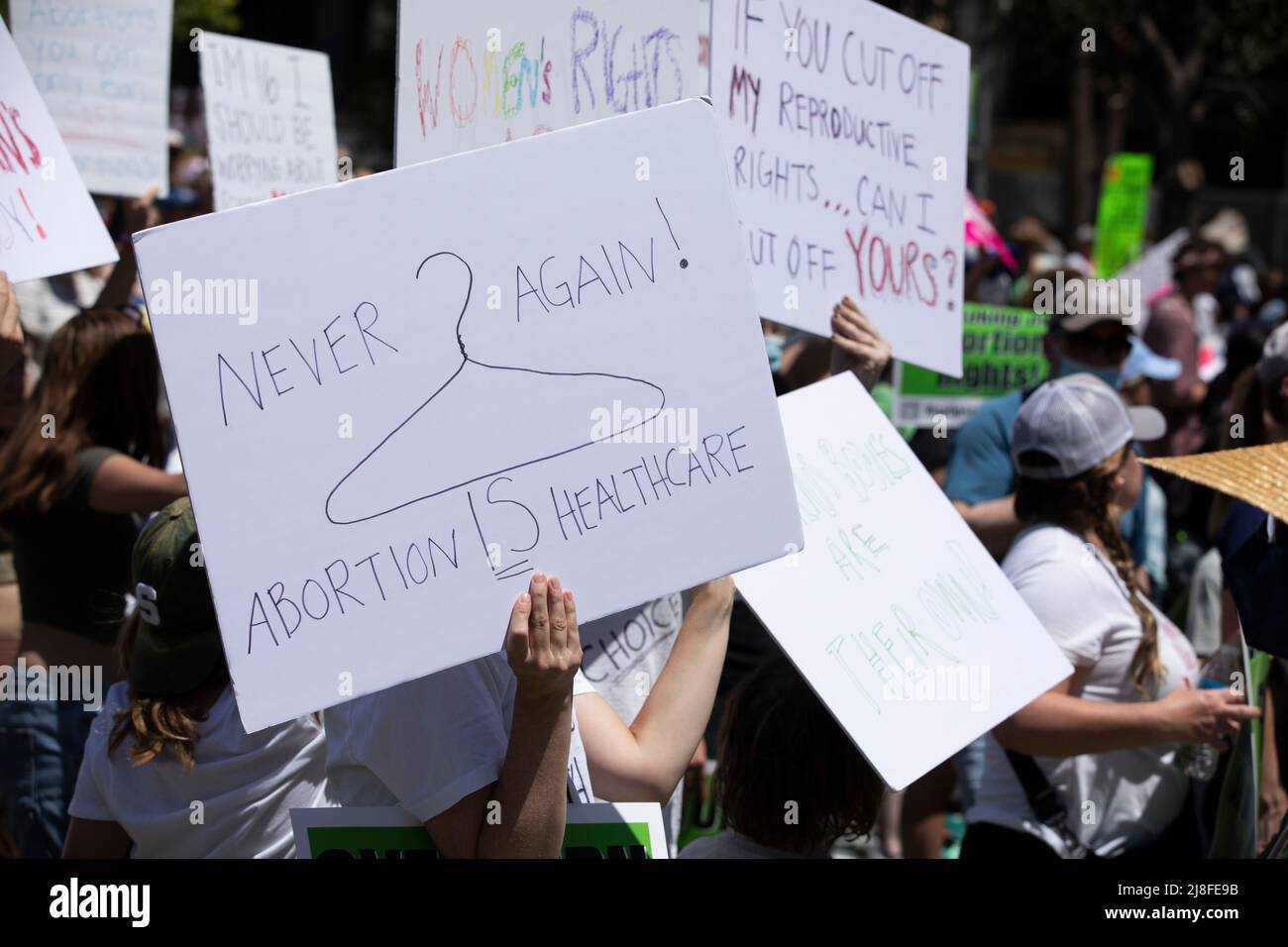 Los Angeles, California, USA May 14, 2022 Activists protest the
