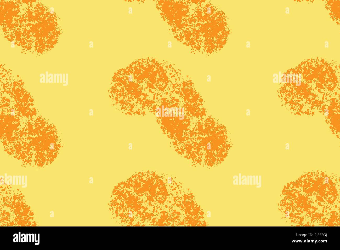 Bright orange patches on a yellow background. Abstract repeating pattern. Stock Photo