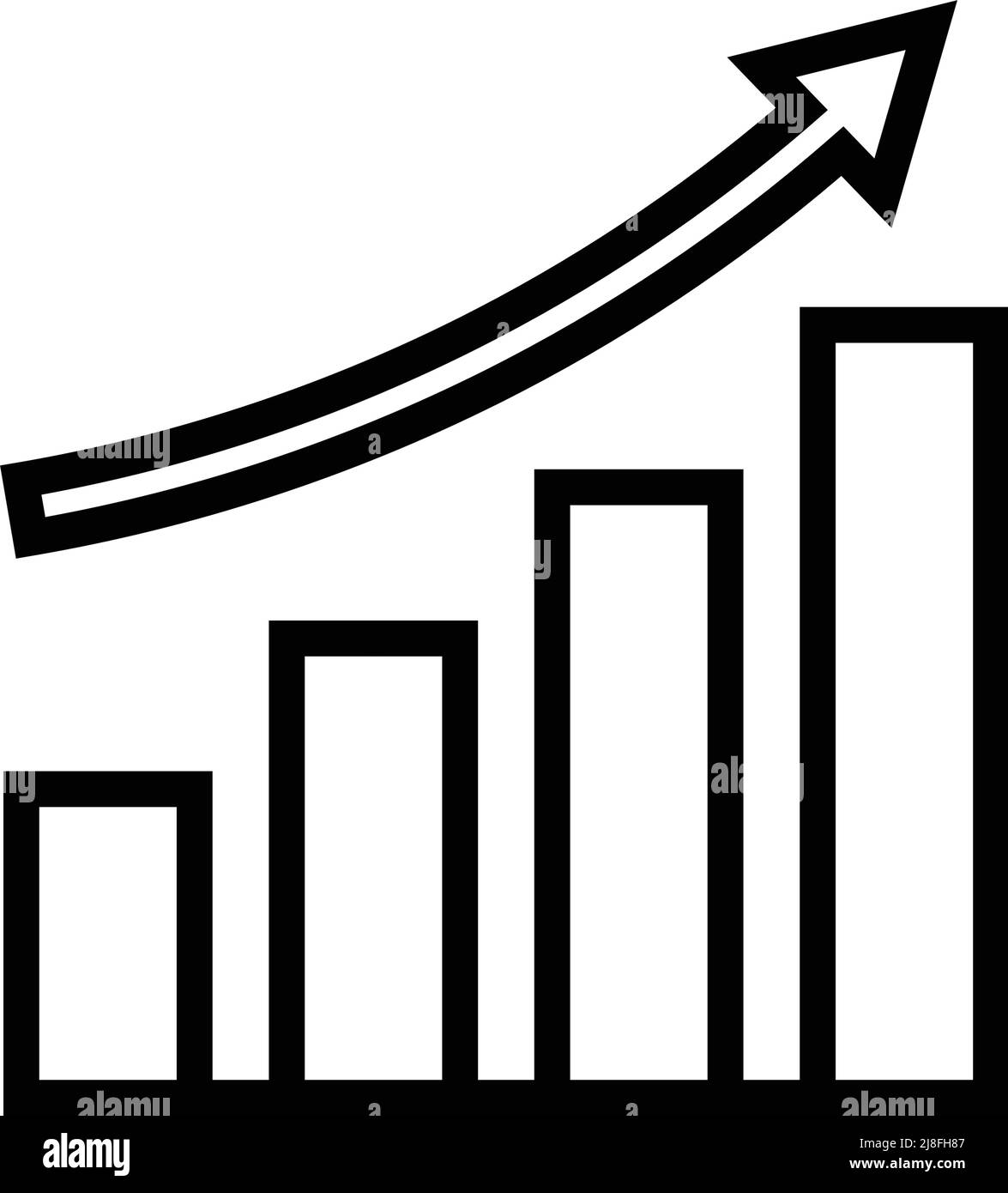 Rising arrow and bar graph icon. Business grades vector. Editable vector. Stock Vector