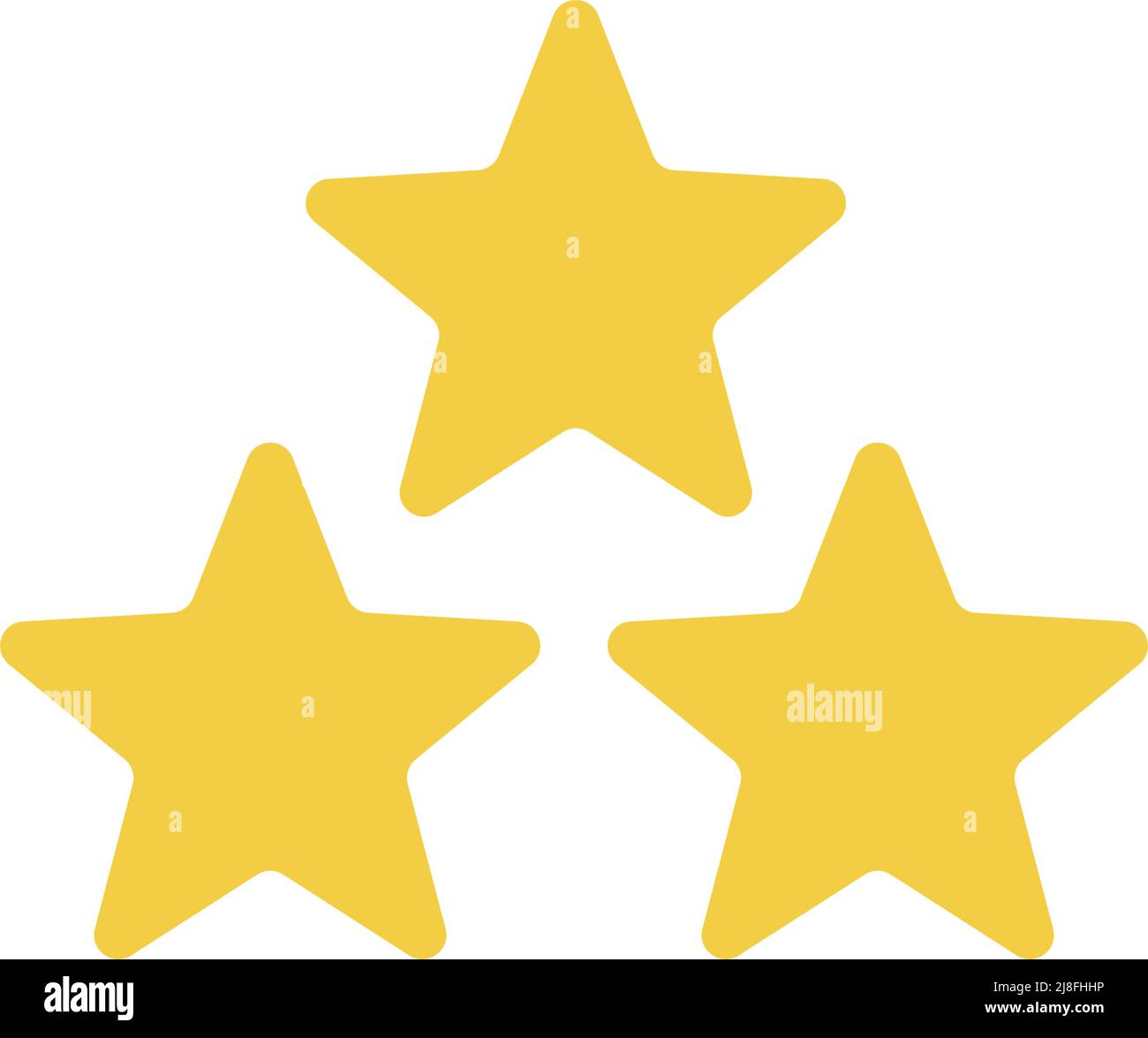 Three yellow stars icon. Editable vector. Stock Vector
