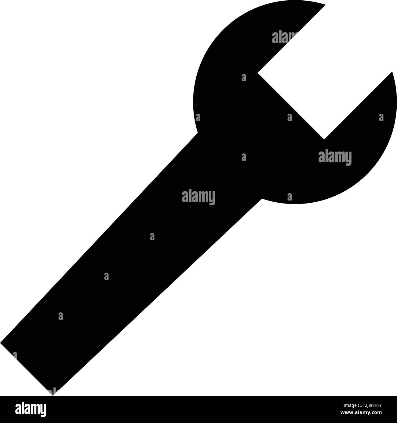Black wrench silhouette icon. Editable vector. Stock Vector