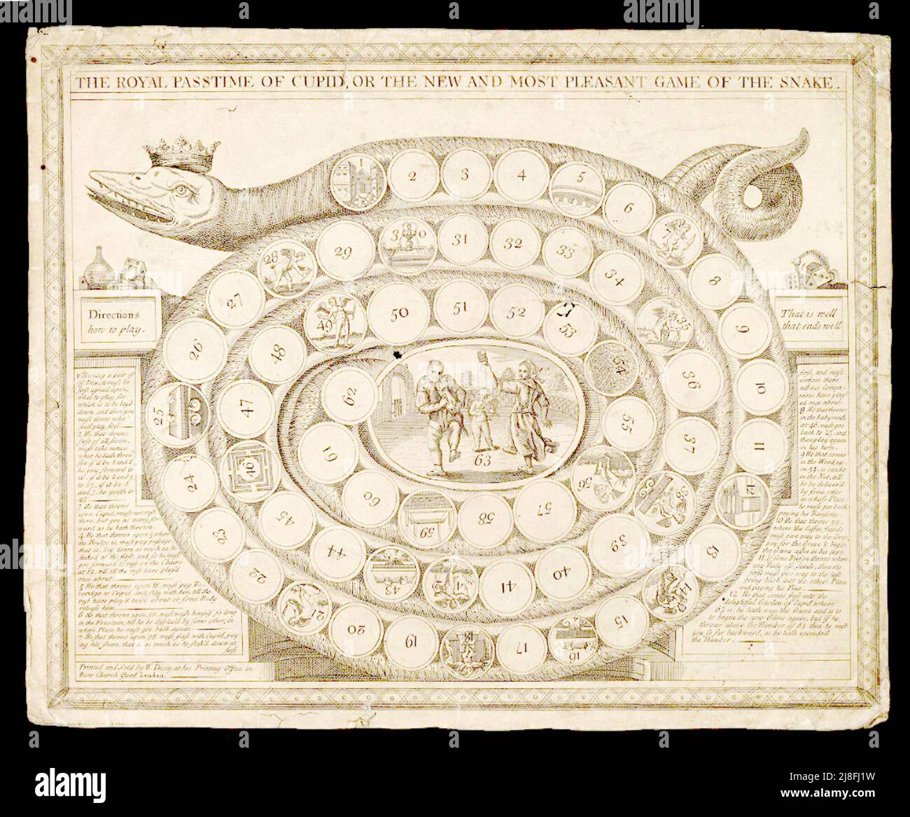 Royal Pastime of Cupid or The New and Most Pleasant Game of the Snake - c1750 Stock Photo