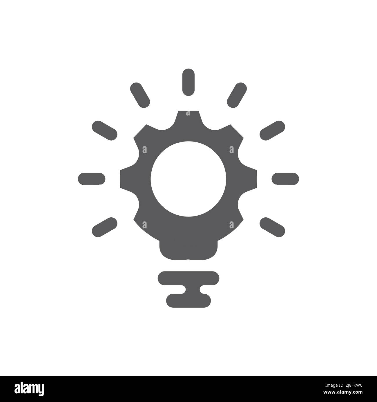 Lightbulb and gear or cogwheel vector icon. Idea filled symbol. Stock Vector