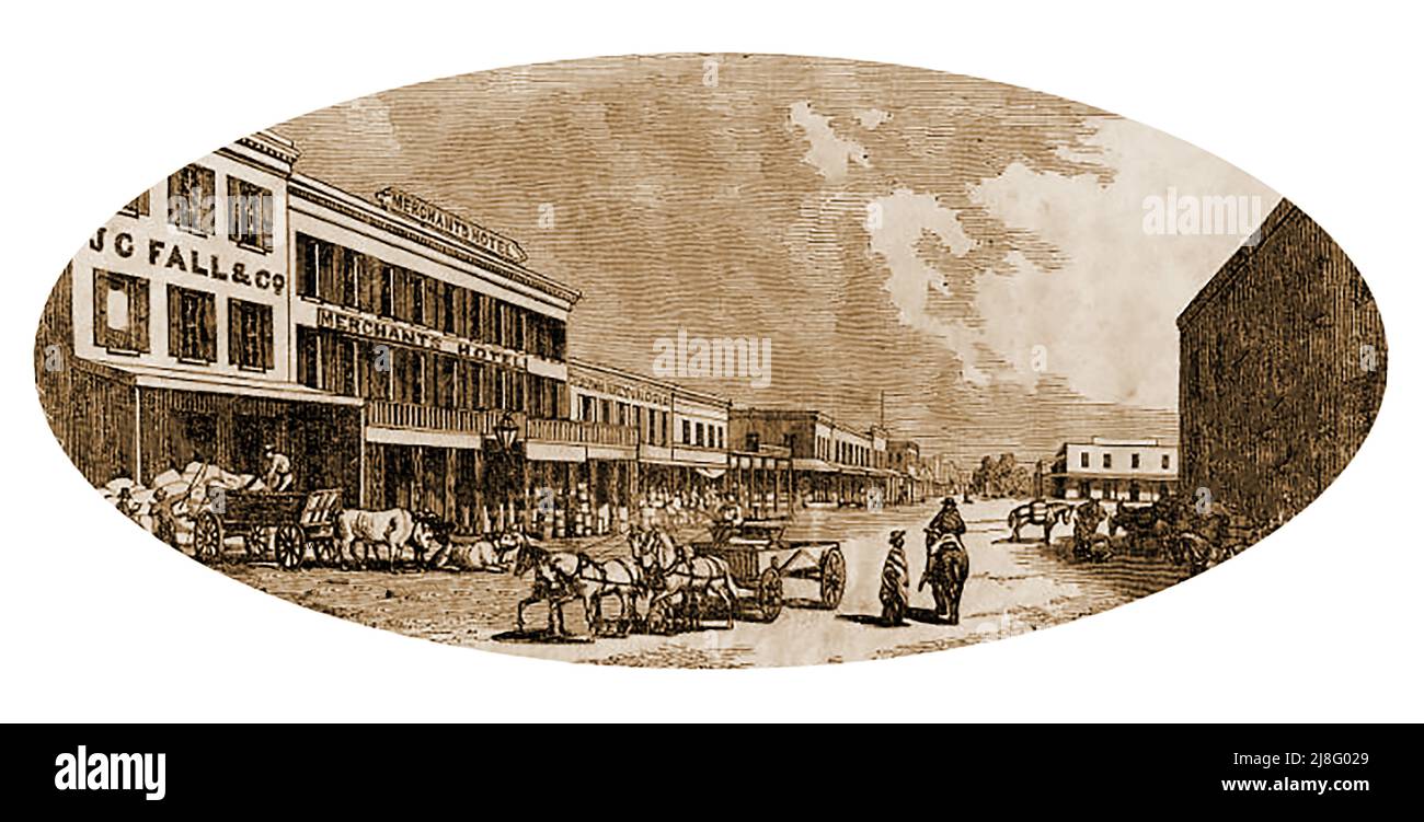 First Street, Marysville, USA in the 1850s Stock Photo