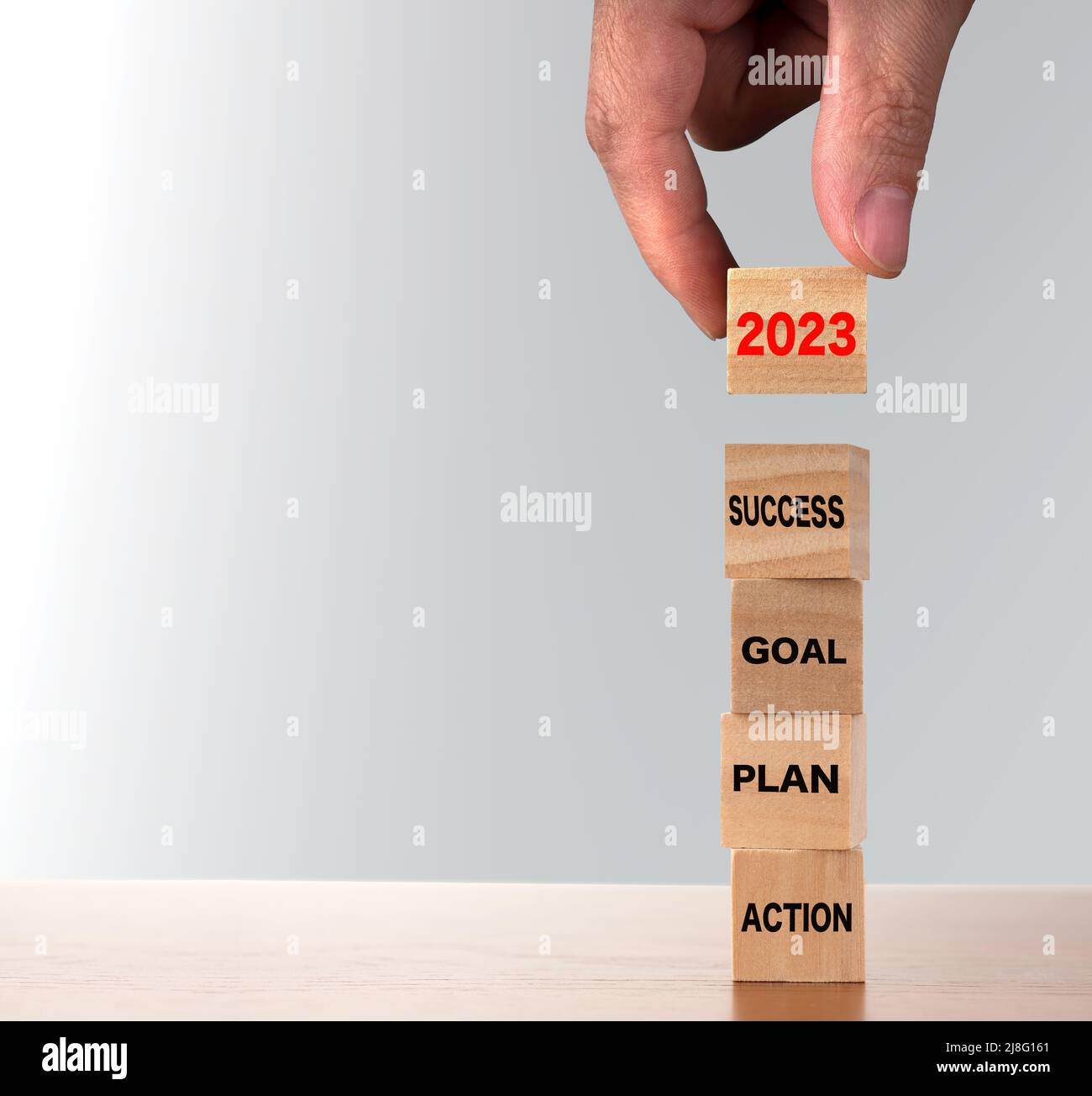 2023 new year strategy business growth concept. 2023 new year growth concept with action, goal, plan and success. Stock Photo