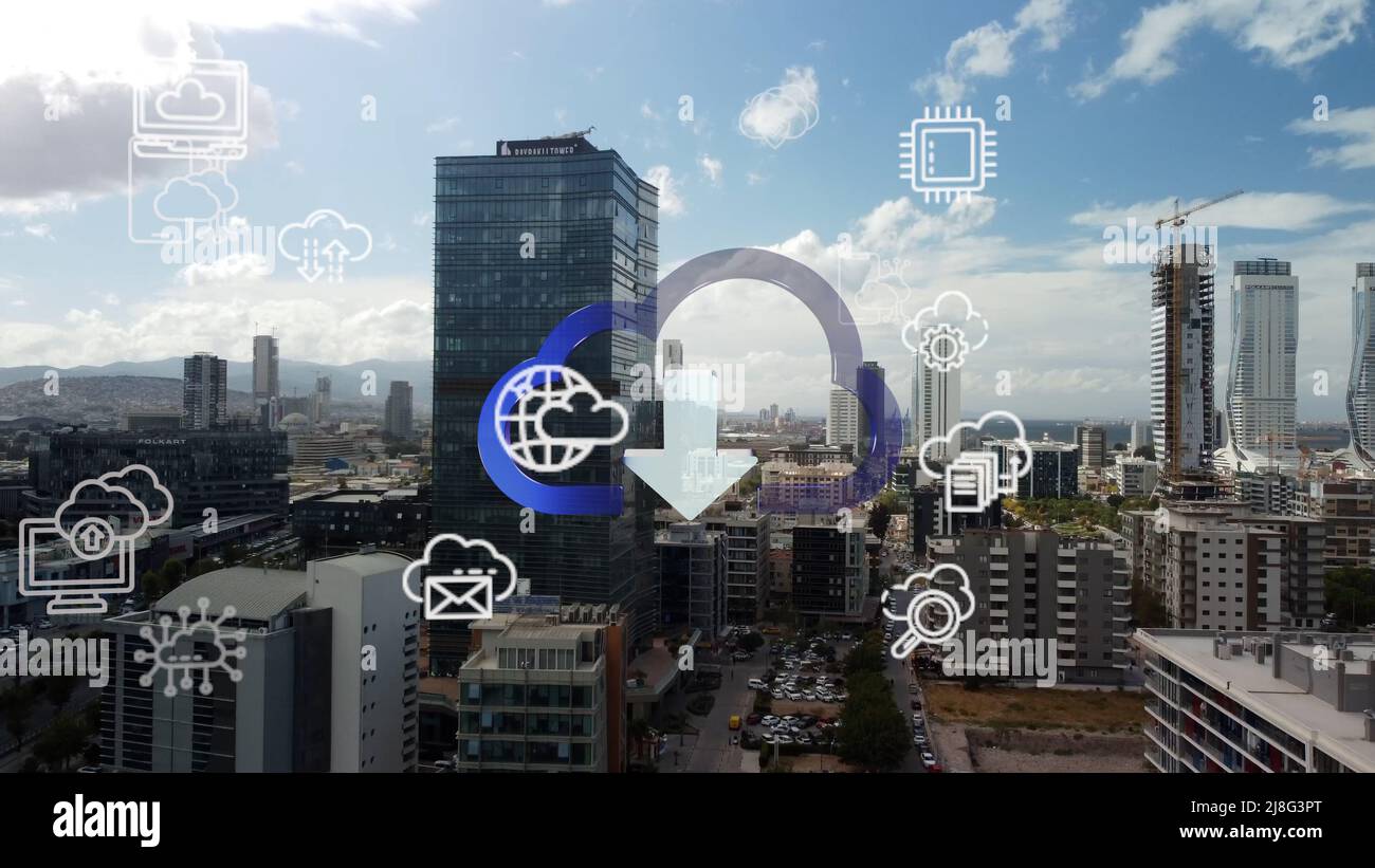 Cloud computing concept. Communication network. Stock Photo
