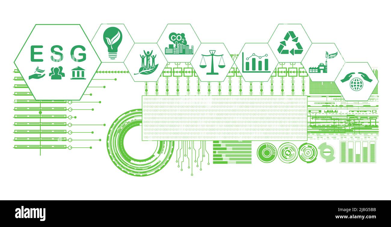 Concept of esg with connected icons Stock Photo - Alamy