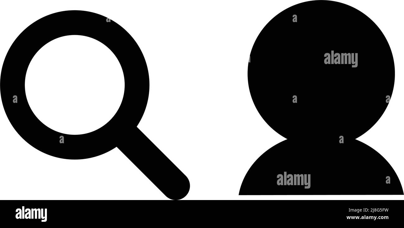 Icons of magnifying glasses and people. Editable vector. Stock Vector