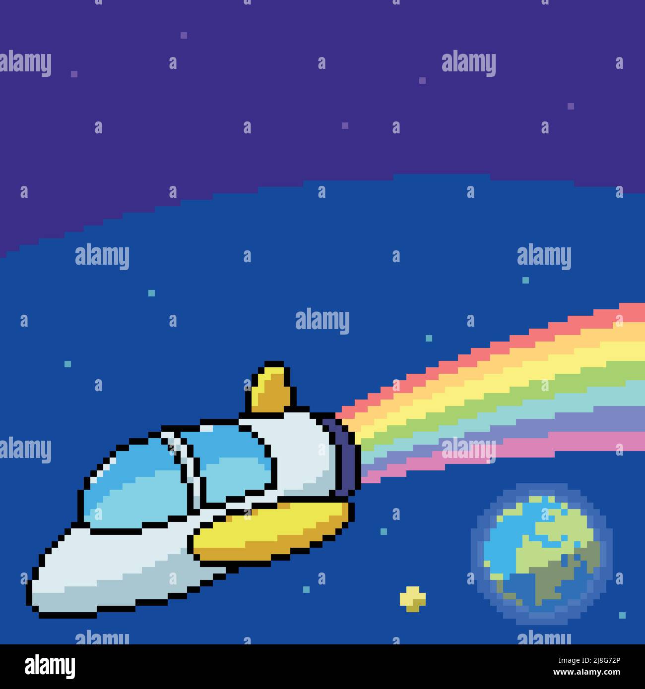 pixel art of rainbow space ship Stock Vector Image & Art - Alamy