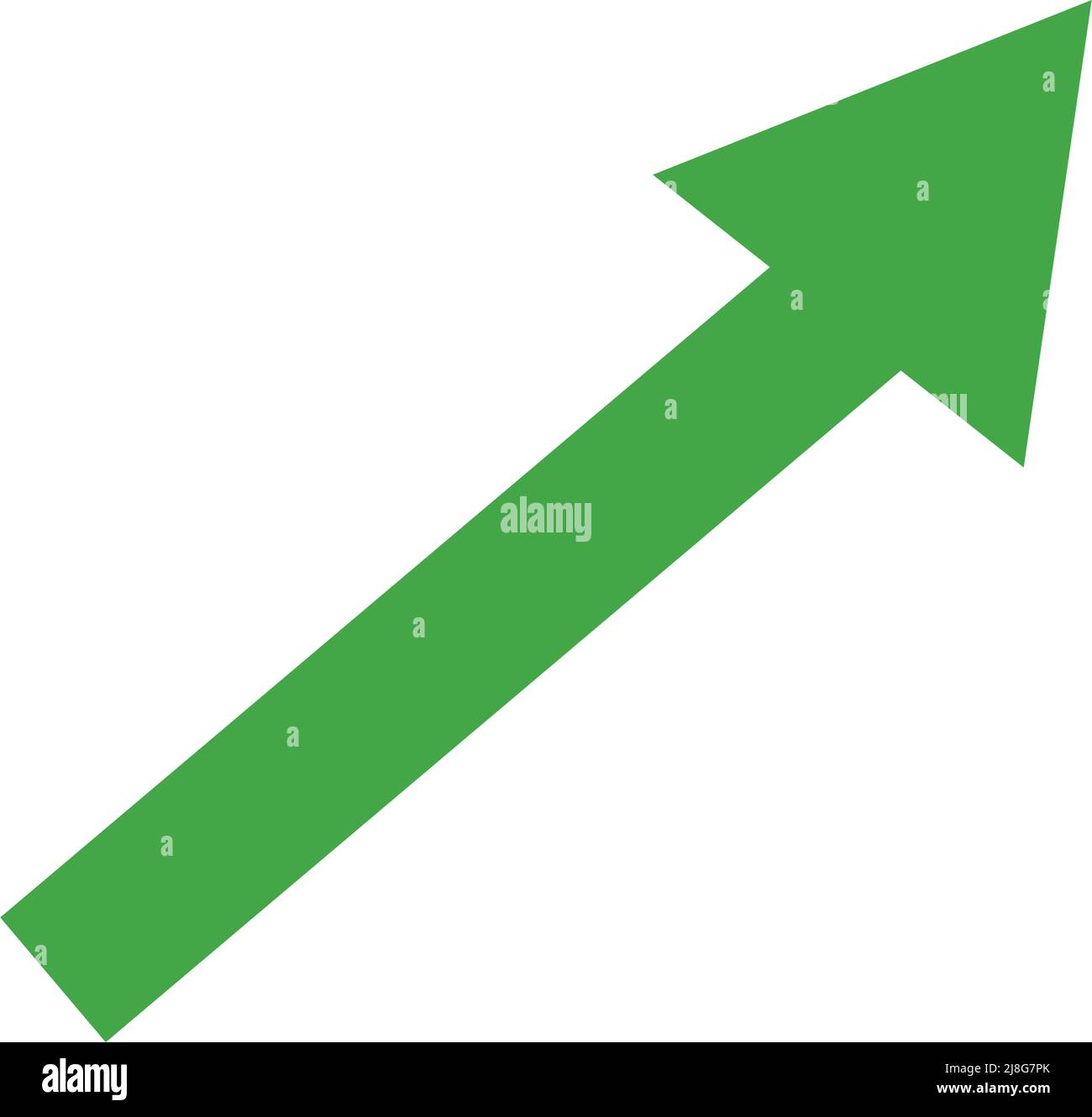 Rising arrow icon in green. Editable vector. Stock Vector