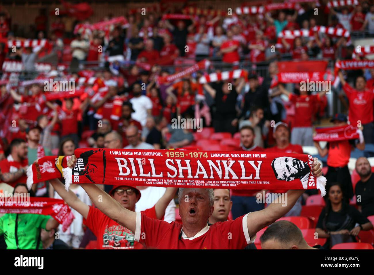 London, UK. 14th May, 2022. A Liverpool fan at the Emirates FA Cup Final with Chelsea v Liverpool at Wembley Stadium, London, UK, on May 14, 2022 Credit: Paul Marriott/Alamy Live News Stock Photo
