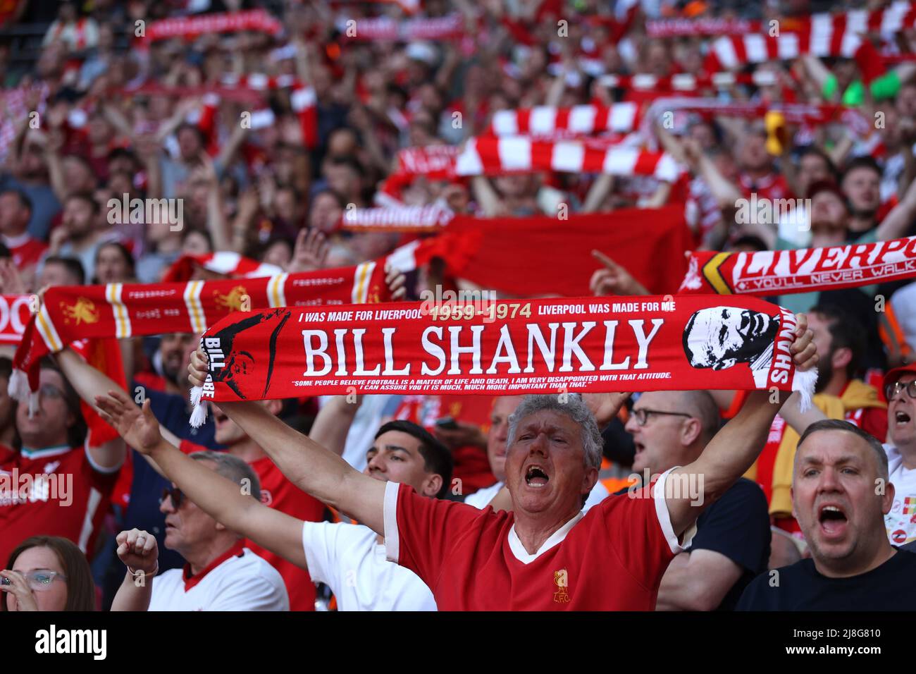 London, UK. 14th May, 2022. Liverpool fans at the Emirates FA Cup Final with Chelsea v Liverpool at Wembley Stadium, London, UK, on May 14, 2022 Credit: Paul Marriott/Alamy Live News Stock Photo