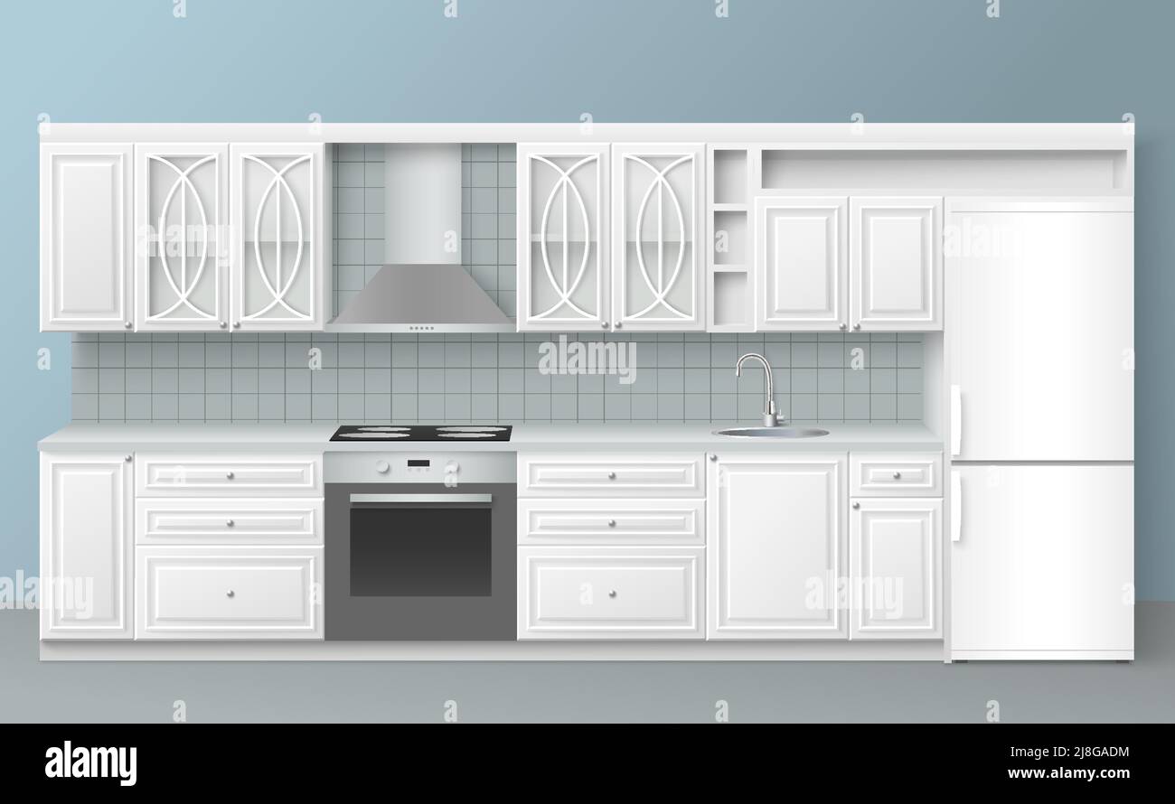 Kitchen design interior vector cook room project Stock Vector Image ...