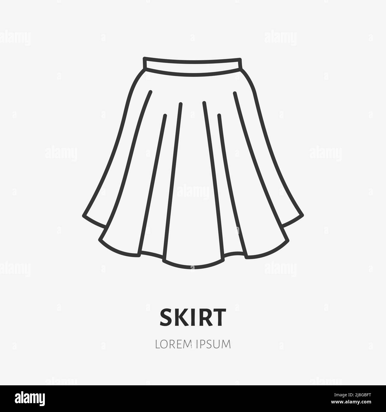 Skirt doodle line icon. Vector thin outline illustration of woman clothes.  Black color linear sign for fashion Stock Vector Image & Art - Alamy