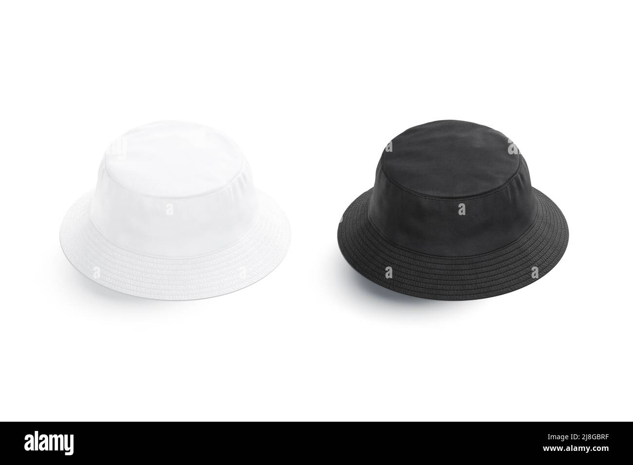 Blank black and white bucket hat mock up, side view Stock Photo
