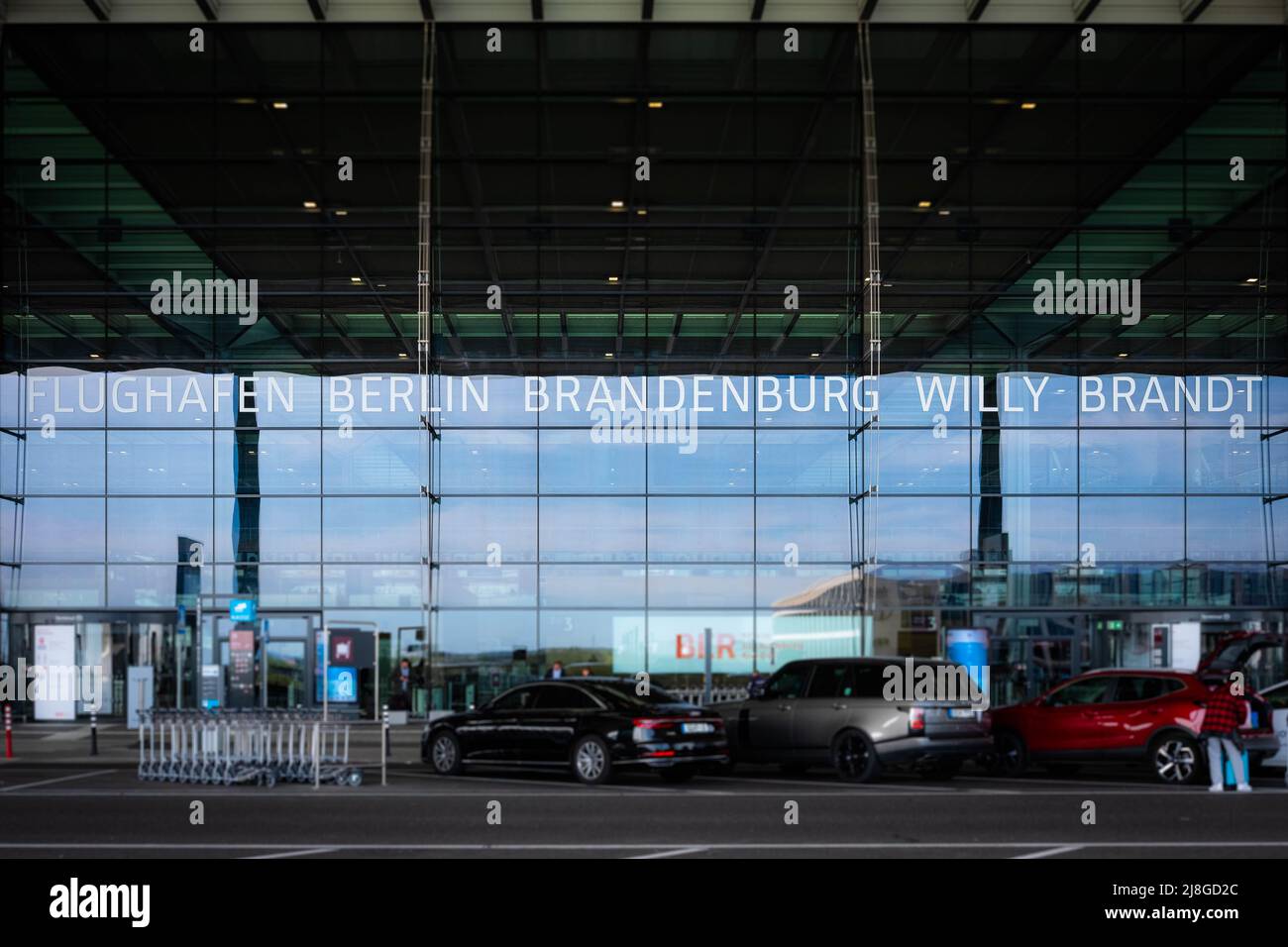 Berlin, Germany - May, 2022: Front facade of the Berlin Brandenburg Airport (BER, Willy Brandt) Stock Photo