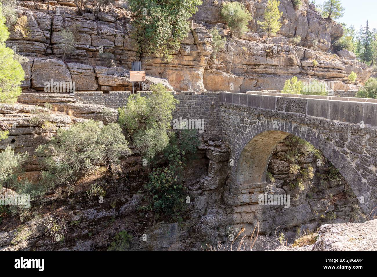 Roman bridge at the scenic Koprulu Canyon National Park in the Province of Antalya, Turkey. Stock Photo