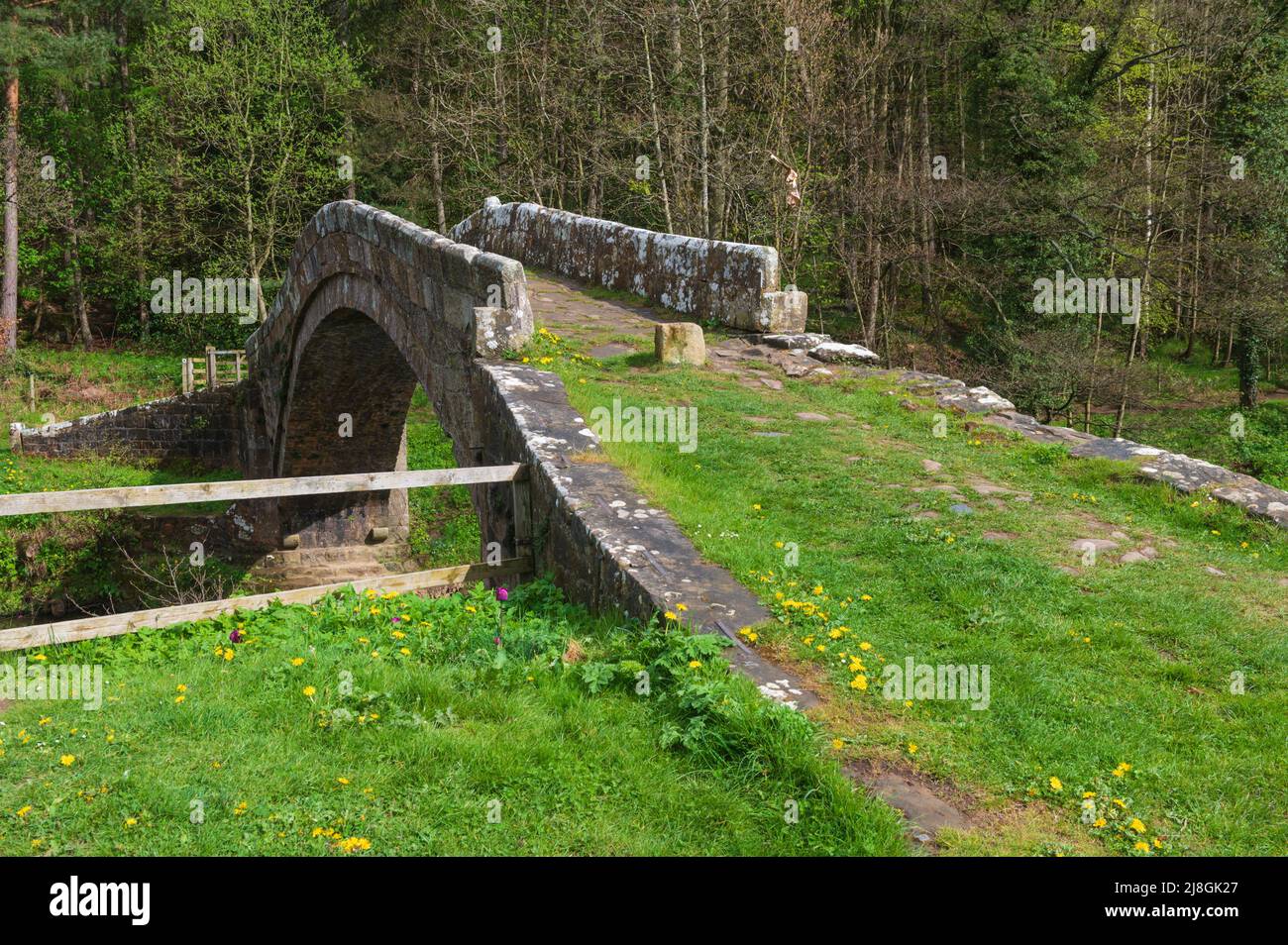 Beggars Bridge over the River Esk at Glaisdale in The North York Moors National park Stock Photo