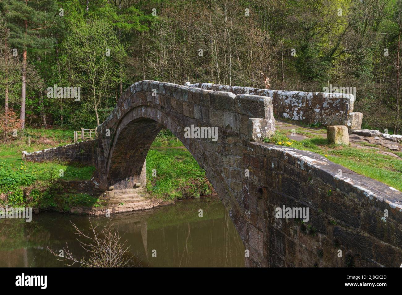 Beggars Bridge over the River Esk at Glaisdale in The North York Moors National park Stock Photo